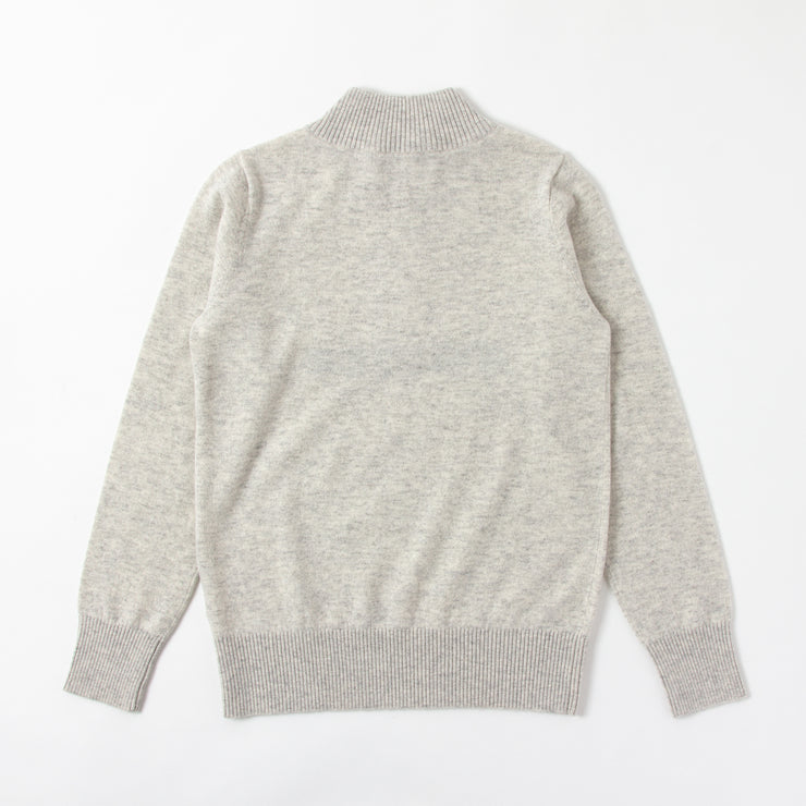ハーフジップカシミヤミックス - Lグレー