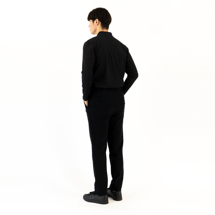 Mock-Neck Long Black