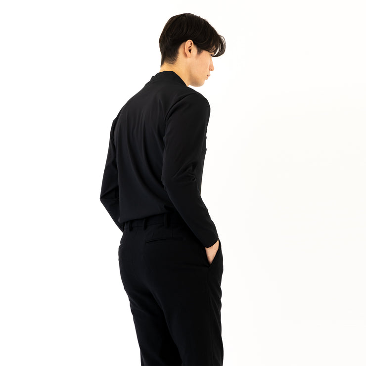 Mock-Neck Long Black